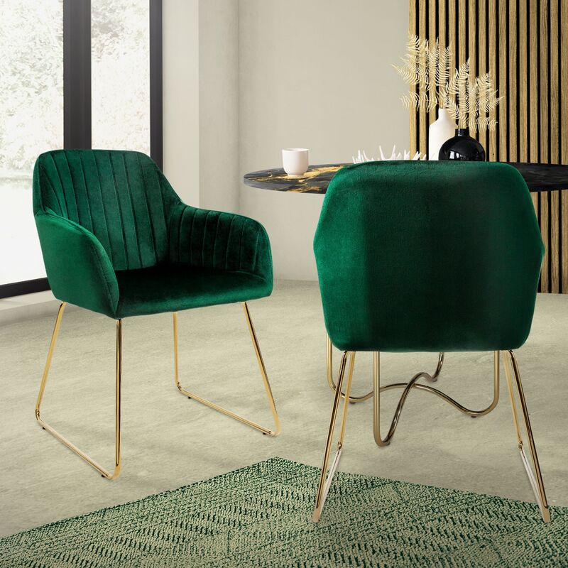 ML-Design Set di 2 Sedie per Sala da Pranzo Verde Scuro con