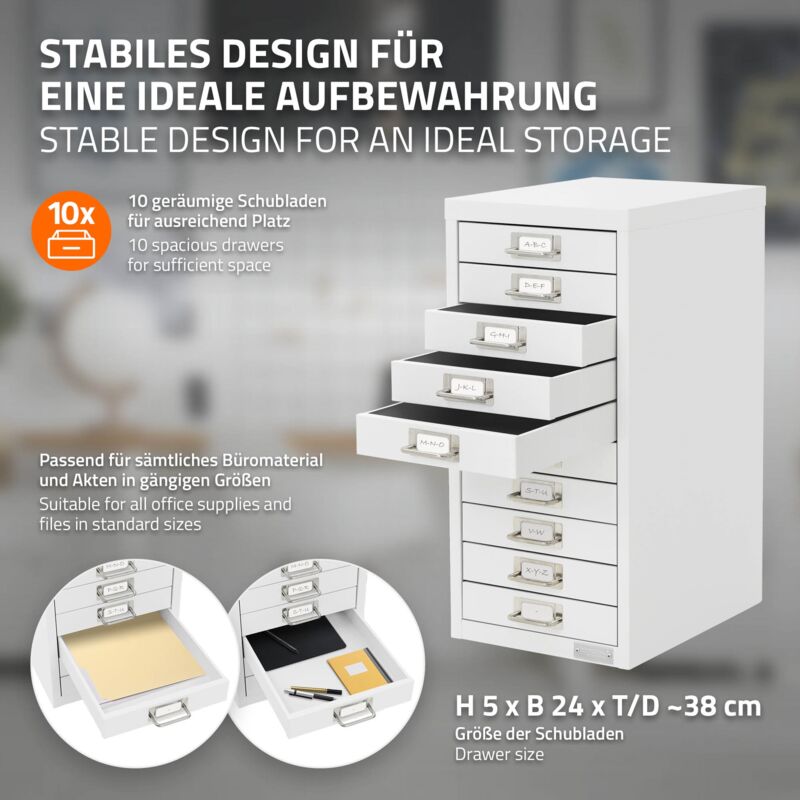 ML-Design Schedario Da Ufficio 75x40x80,5 Cm Bianco Acciaio Mobile A 4 Gambe Armadietto In Metallo 4 Ante 2 Scomparti Interni Armadio Industriale Portadocumenti In Acciaio Di Stoccaggio Portaoggetti 82031342 - Foto 10