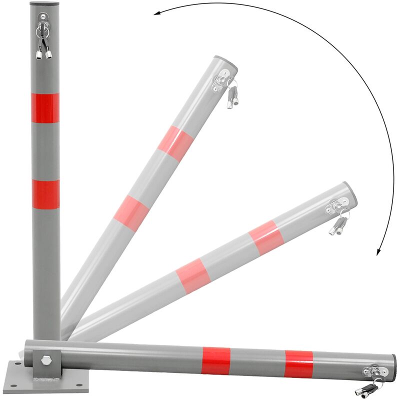 Barriere Parcheggio Pieghevoli ECD Germany - Set Da 5 Pali Rotondi In Acciaio Con Serratura - Foto 12