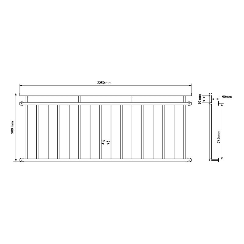 ECD Germany Ringhiera Balcone Antracite Francese 90 x 225 cm Supporto  Finestra Bar Griglia Ringhiera in Acciaio Verniciato a Polvere 90x225 Ringhiera  Griglia Parapetto Balaustra Antracite per Esterno