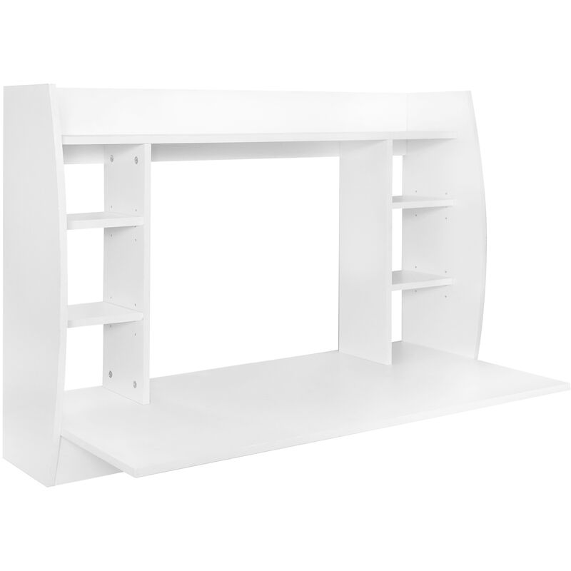 ML-Design Scrivania da Muro Sospesa Tavolo Parete da Lavoro Ufficio Studio  110 x 75 x 48 cm con Ripiano Stabile per Computer PC Portatile e Scaffali  Libreria Struttura Solida e Moderna in MDF Bianco