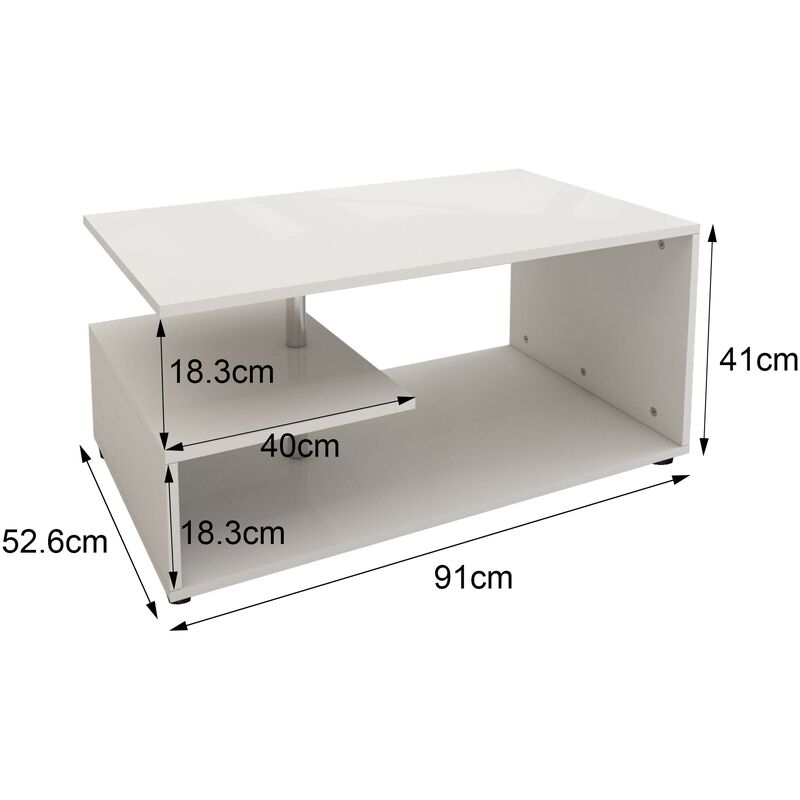 ML-Design Tavolino da Salotto Caffè Divano Bianco con Barra Decorativa in  Metallo 91 x 41 x 52,6 cm Tavolo Basso per Soggiorno Ufficio Design Moderno  con Spazio di Archiviazione a 3 Ripiani Livelli