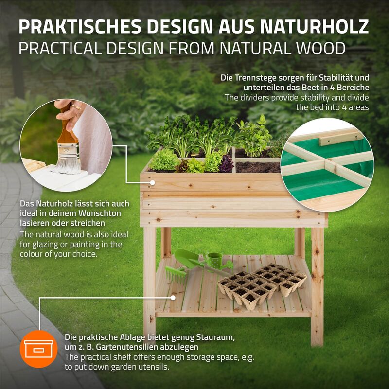 Fioriera Rialzata Da Balcone XL 120x40x80cm - Legno Di Abete Con Pellicola, Per Orto E Fiori - Foto 3