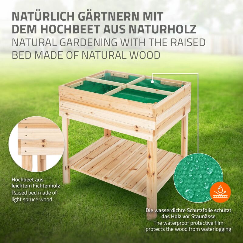 Fioriera Rialzata Da Balcone XL 120x40x80cm - Legno Di Abete Con Pellicola, Per Orto E Fiori - Foto 2