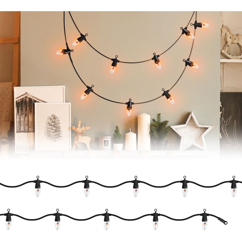 ECD Germany Halloween Catena Luminosa Decorativa 360 cm con 10 Lampadine  Bianco Caldo Attacco E14 Effetto Fiamma Resistente alle Intemperie IP44  Decorazione Balcone Terrazza Festa per Interni/Esterni