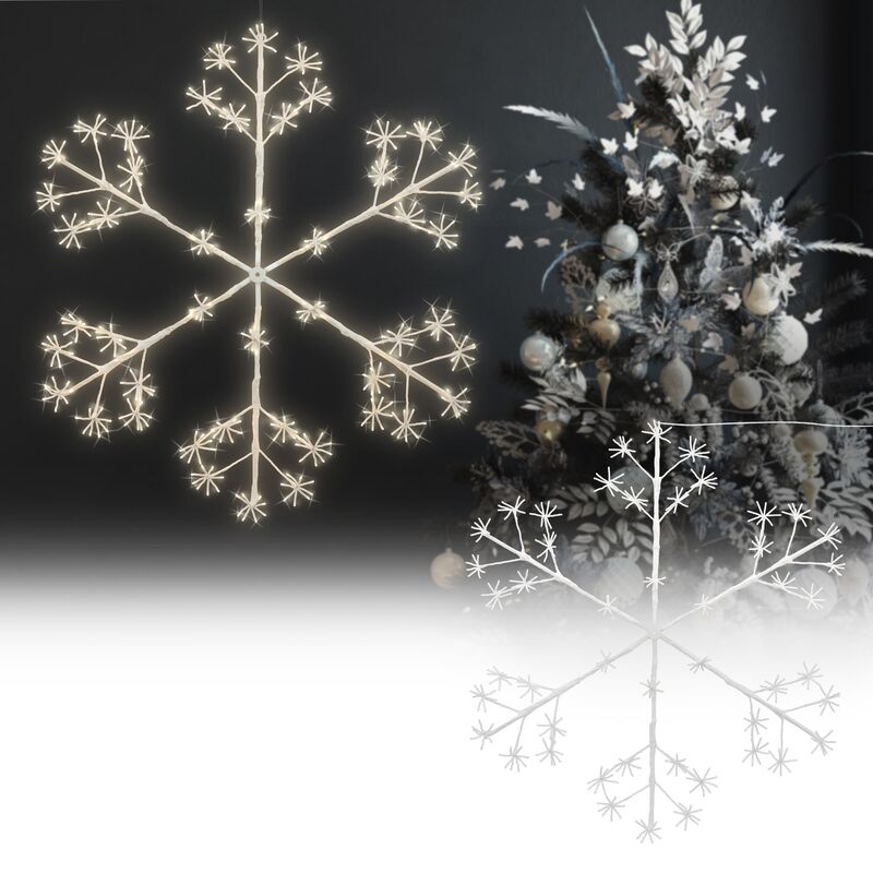 ECD Germany Decorazione Fiocco di Neve con 288 LED Bianchi Caldi 87 cm Luci  Decorative di Natale Appese per Interno / Esterno per Finestre o Porte  Balcone IP44 Impermeabile con Cavo Elettrico 5m