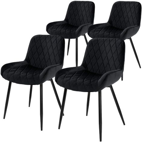 Set 4 Sedie Da Pranzo In Velluto Verde Con Gambe Metallo Nero - Imbottite, Carico 120 Kg - Foto 6