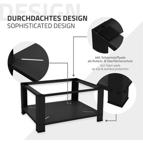 ML-Design Base per Lavatrice Asciugatrice Frigorifero con Ripiano 63 x 54  cm in Acciaio Nero