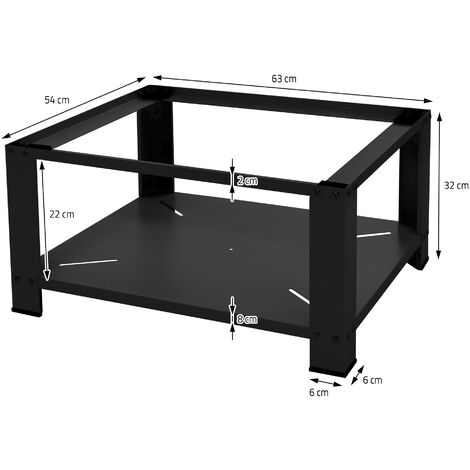 Set 2x Basi con ripiano estraibile per lavatrice/asciugatrice max. 150 kg  nero