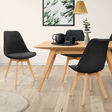 Set di 4 sedie scandinave imbottite, con gambe in legno per sala