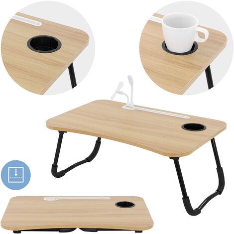 Tavolino Da Letto Elekin Con USB E Ventola - Scrivania Pieghevole Per Laptop, Con Portabicchieri - Foto 4