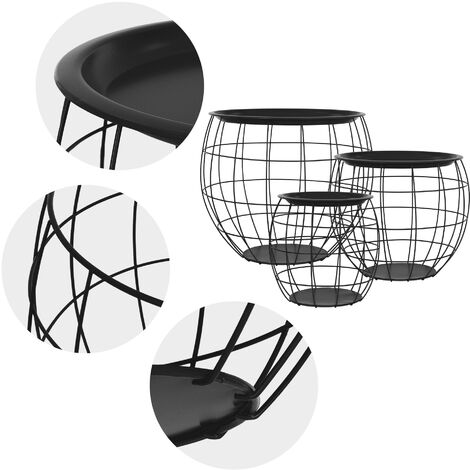 Set 'Hørsholm' Da 2 Tavolini A Cestello In Misure Diverse 2 Tavolini Contenitori Con Piano Esagonale Rimovibile Base In Metallo Nero Piano In Effetto Legno Encasa 63686522