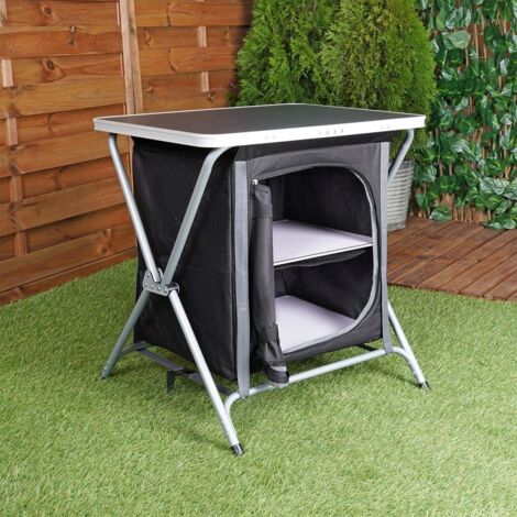 Armadietto Da Campeggio Pieghevole ECD - Con Tavolo E Ripiani, Telaio Alluminio - Foto 9
