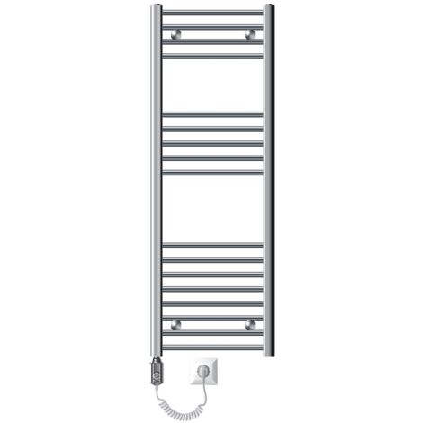 LuxeBath Radiatore Elettrico Da Bagno Sahara 600x1500 Mm Nero Attacco Laterale Curvo Con Elemento Riscaldante 900w Termostato Display Digitale Radiatore Per Asciugamani Con Cartuccia Riscaldante Sca 89052097