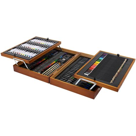 Set da pittura 109 pezzi colori con valigetta in legno kit disegno  professionale