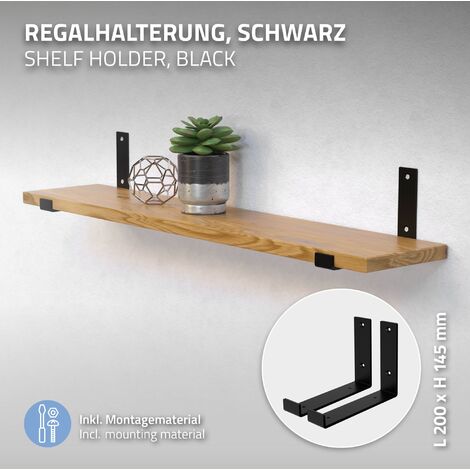 ML-Design Set Di 2 Staffe A Muro Design Ad L 400 X 150 Mm In Acciaio Nero Supporti Per Scaffali Aperti Mensole Telaio Lavabo Bagno Scrivania Mobili Reggimensola Da Parete Incl. Materiale