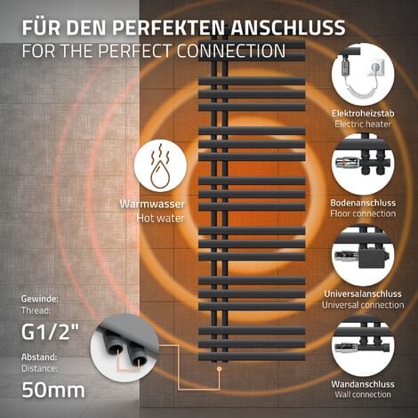 Radiatore termosifone da muro antracite 500x1600 mm asciugamani da bagno  salotto