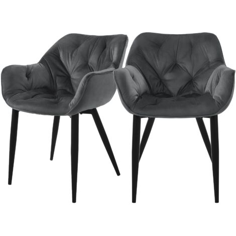 ML-Design Set 2 Sedie per Sala da Pranzo in Velluto Antracite Poltroncine da Salotto Imbottite con Braccioli Gambe in Metallo Poltrone per Soggiorno con Schienale Ergonomiche e Confortevoli (1/5)