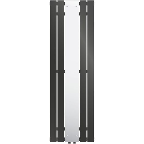 Radiatore Verticale Ovale Con Specchio 1800x380 Mm - Acciaio Carbonio, Nero, Con Valvole - Foto 4