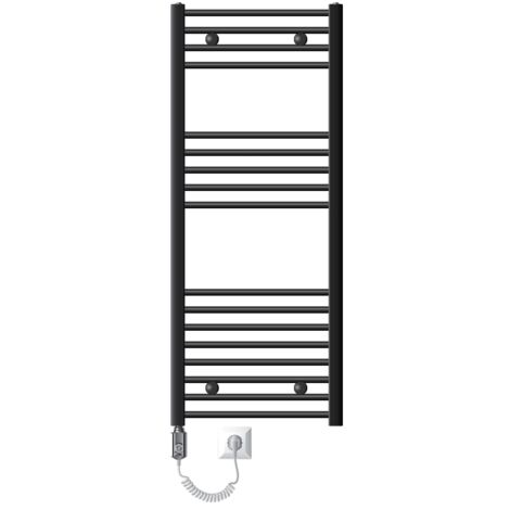 LuxeBath Scaldasalviette Elettrico Sahara 500x1800 Mm Bianco Connessione Laterale Curva E Asta Di Riscaldamento 900w Con Termostato E Display Digitale Scaldasalviette Con Riscaldamento A Cartuccia S 81352125