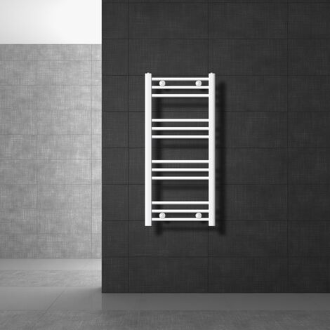 Radiatore Da Bagno LuxeBath Sahara 500x1200 Mm, In Acciaio Bianco Curvo Con Attacco Laterale - Per Riscaldamento Centrale O Elettrico