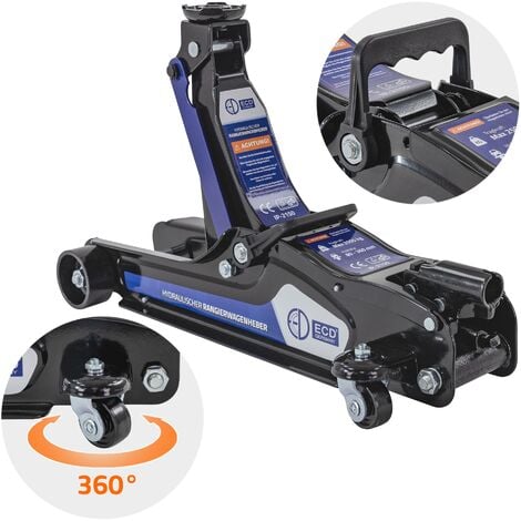 ECD Germany Cric Idraulico per Auto Martinetto Sollevatore fino a 2,5 T Altezza di Sollevamento da 80 a 360 mm Certificato TÜV/GS Rulli 360° Cavalletto per Officina Adatto al Cambio Olio Gomme
