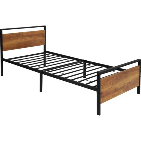 Letto Matrimoniale 120x200 In Metallo Con Testiera In Legno E Contenitore Sottoletto - 2