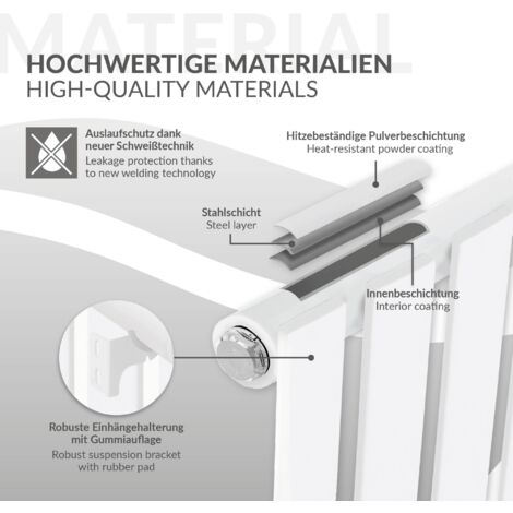 Radiatore Da Bagno LuxeBath Sahara - 500x1200mm - Acciaio Bianco Curvo