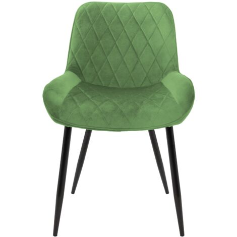 ML-Design Set di 4 Sedie da Pranzo con Schienale e Braccioli Verde Sedia da Cucina con Rivestimento in Velluto Poltroncina Imbottita con Gambe in Metallo Sedie Ergonomiche Poltrona Poltroncine