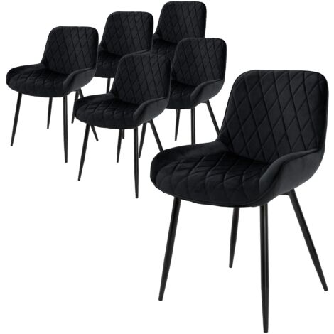 ML-Design Set di 6 Sedie per Sala da Pranzo Antracite Seduta in Velluto con Gambe in Metallo Nero Sedie da Cucina con Schienale Sedie da Soggiorno Imbottite per Ufficio Poltrone