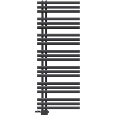 LuxeBath Radiatore Da Bagno Iron EM 500x1200 Mm Termosifone Nero Opaco Attacco Centrale Set Di Collegamento Con Termostato Attraverso Il Pavimento Calorifero Scaldasalviette 86998165