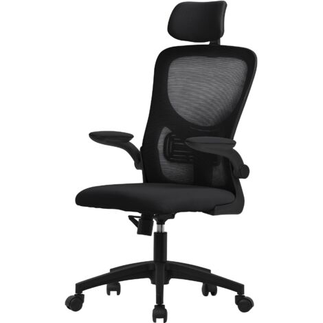 Sedia Da Ufficio Ergonomica In Rete Nera – Supporto Lombare 3D Regolabile, Braccioli Ribaltabili, Reclinabile 120° – Con Ruote E Base Stabile – Carico Max 158 Kg