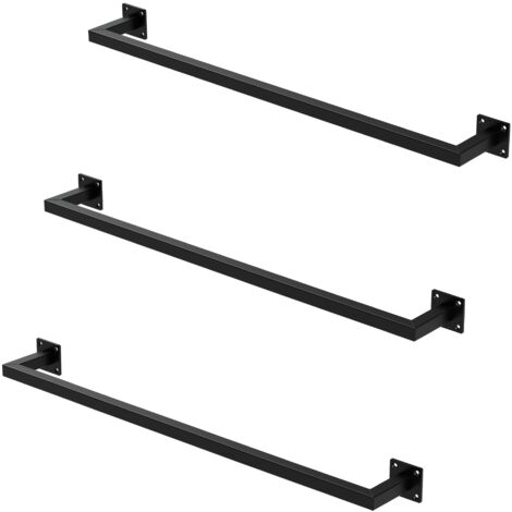 ML-Design Set 3 Appendiabiti Porta Asciugamani Attacco a Parete 90 x 12 cm in Acciaio Nero per Bagno Cucina Soggiorno Balcone Camera da Letto Porta Salviette da Muro Salvaspazio Peso Supportato 50 kg (1/5)