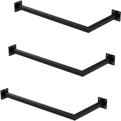ML-Design Set di 3 Appendiabiti Porta Asciugamani a L Attacco a Parete 60x30 cm Acciaio Nero da Bagno Cucina Soggiorno Balcone Camera da Letto Porta Salviette da Muro Salvaspazio Peso Supportato 50 kg (1/5)