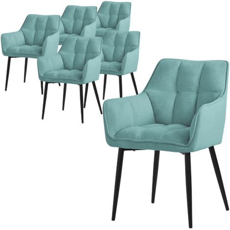 ML-Design Set di 2 Sedie da Pranzo con Braccioli e Schienale in Velluto Colore Turchese Poltroncina da Soggiorno Imbottita Gambe in Metallo | Leroy Merlin