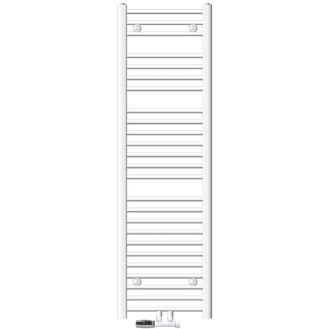 ECD Germany Radiatore da Bagno Sahara 600 x 1500 mm Bianco Diritto Termosifone in Acciaio Attacco Centrale Scaldasalviette con Termostato e Set di Collegamento Angolare a Parete Termoarredo per Bagno (1/5)