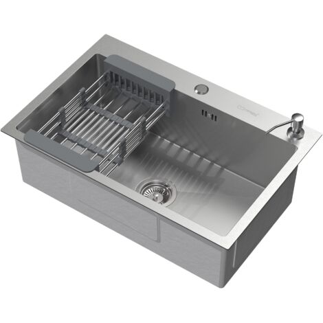 CATA CDP-1 ED Lavello 50x86 cm Cubetto Quadrato con Scolapiatti Spessore 0,08 cm e Profondità 18 cm Materiale Acciaio Inossidabile Installazione su Mobili da 45 cm