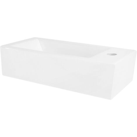 Lavello In Ceramica Bianco VidaXL - Con Foro Rubinetto E Troppo Pieno - Foto 2