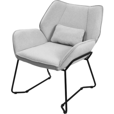 Poltrona vintage in tessuto grigio chiaro con braccioli grigio scuro e gambe in legno - Umbra