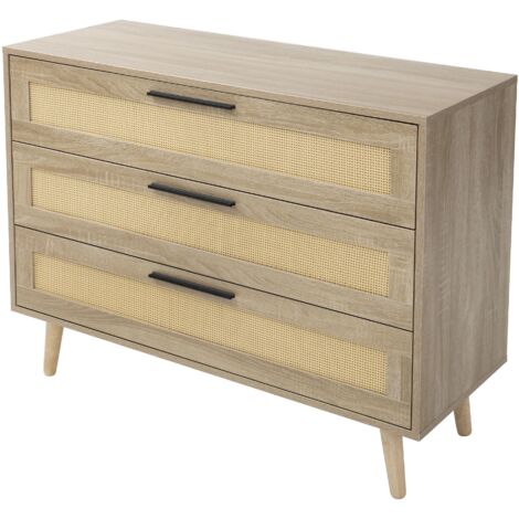 Cassettiera con 6 cassetti, 120 x 40 x 76 cm, in rovere scuro, credenza per camera da letto e tutti gli spazi abitativi