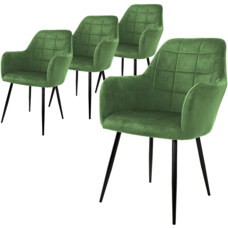 Set Di 4 Sedie Da Pranzo Imbottite ECD Germany - Design Vintage, Gambe Metallo, Rivestimento Ecopelle Oliva, Capacità 120 Kg - copertina