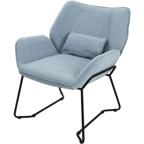 LukeAlon Poltrona Imbottita In Lino Bianco: Moderna E Comoda Con Base In Metallo - Perfetta Per Soggiorno E Camera Da Letto - 4