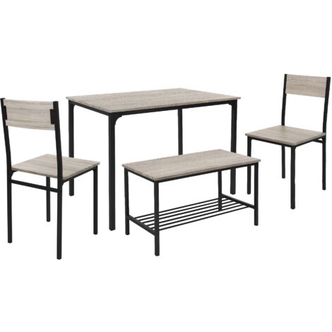 ML-Design Set Tavolo da Pranzo 4 Pezzi Rovere Sonoma Tavolo con 2 Sedie 1 Panca Gruppo da Pranzo per 4 Persone Gruppo di Sedute Tavolo da Cucina Struttura in Metallo Set Tavolo da Bar Set 4 Pezzi (1/5)