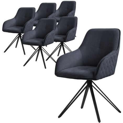 ML-Design Set di 6 Sedie per Sala da Pranzo Antracite con Schienale Sedia per Cucina con Rivestimento in Ecopelle Imbottita Gambe in Metallo Sedia Salotto Soggiorno Materiale Traspirante e Morbido