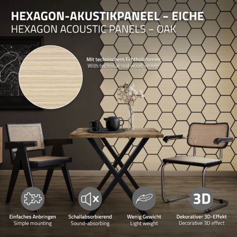 ML-Design Set di 2 Pannelli Acustici 66x81x2 cm per 1 m² Rovere ...