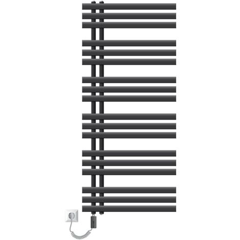 LuxeBath Radiatore Elettrico 500 x 1200 mm Termosifone Antracite Dritto Raccordo Laterale