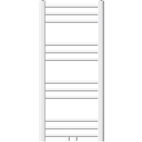 ECD Germany Radiatore Sahara Scaldasalviette Moderno Per Bagno - 400 X 800 mm - Bianco- Acciaio - Dritto con Chiusura Centrale - Radiatore Scaldasalviette Asciugamani Riscaldamento Non Elettrico (1/5)
