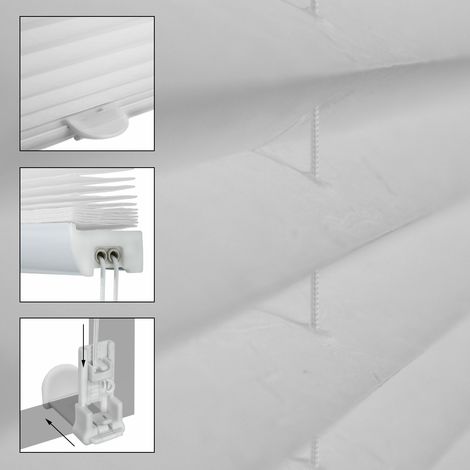 ECD Germany Tenda Plissettata - 80 x 100 cm - Bianco - Klemmfix - EasyFix -  Senza Foratura - Protezione dal Sole e della Privacy - Finestre e Porte -  incl. Materiale di Montaggio - Veneziana a Rullo