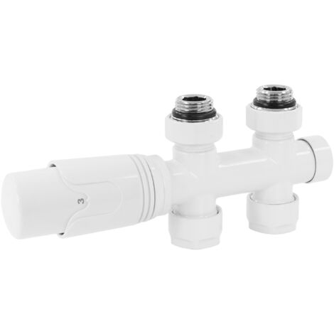 Angled TRV & Lockshield Radiator Valve Set In White & Chrome 15mm - Foto 10