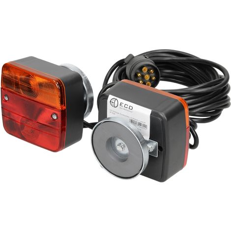 ECD Germany Kit Fanali Alogeno 12V Set Luci Posteriori Impermeabili per  Rimorchio Cablato con Spina a 7 Poli Cavo di 7,5 m 2 Lampadine da 21 W  Illuminazione Posteriore Veicoli Caravan Veicoli Agricoli